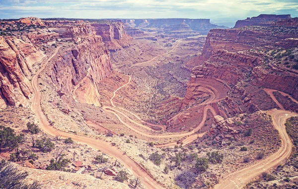 Вінтаж тоноване переглядів білого Rim дорозі в Національний парк Canyonlands, — стокове фото