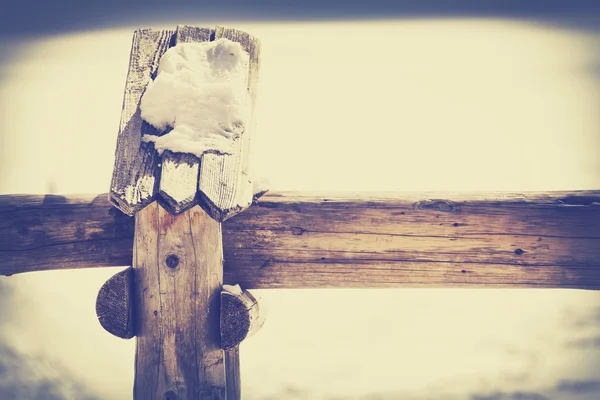 Vintage toned close up picture of a wooden fence detail. — Stock Photo, Image