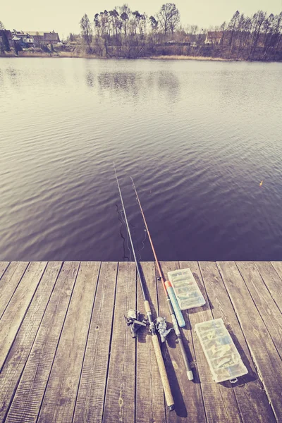 Vintage tonas fiskeutrustning. — Stockfoto