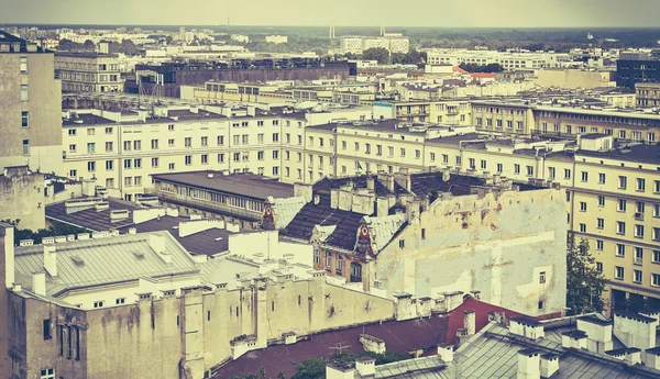 Old film retro stylized picture of Warsaw downtown. — Stock Photo, Image