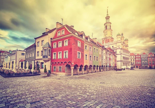 Vintage stylized Old Market Square in Poznan. — Stock Photo, Image