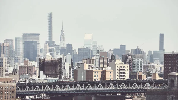 Retro Gestileerde Foto Van Manhattan Skyline New York City Verenigde — Stockfoto