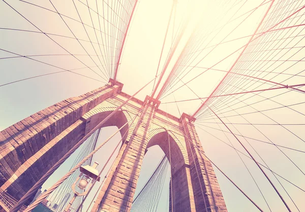 Färg Tonad Fisheye Lins Bild Brooklyn Bridge New York City — Stockfoto