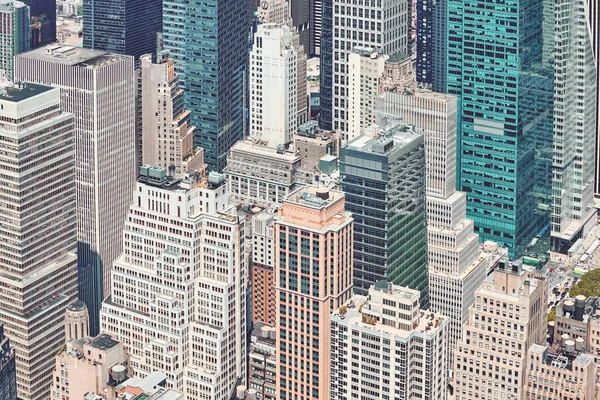 纽约市多样化建筑的空中景观 应用色彩调色 — 图库照片