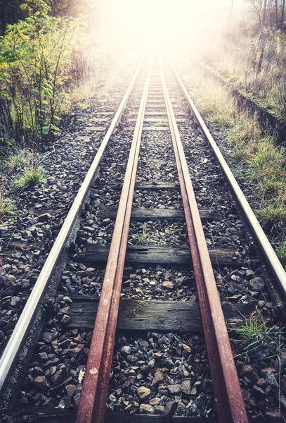 Обличчя Світла Залізничних Доріжках Кольорова Тонована Картина — стокове фото
