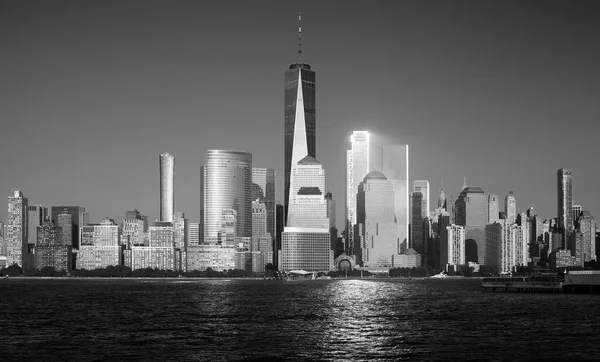 Foto Bianco Nero Manhattan Tramonto New York Stati Uniti America — Foto Stock