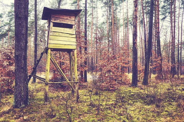 Lovecká Věž Jelenů Lese Barevné Tónování Použito — Stock fotografie