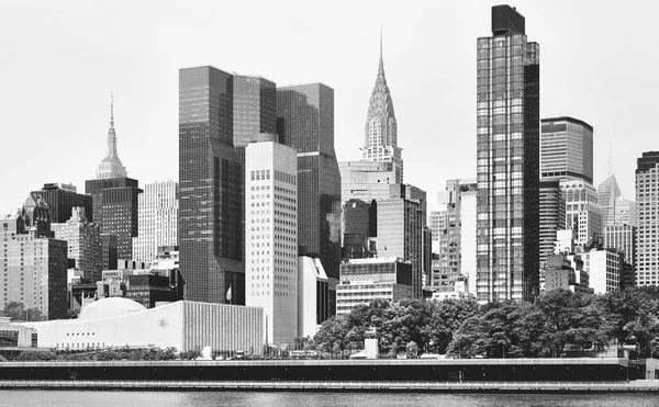 Svart Och Vit Bild New York City East River Waterfront — Stockfoto