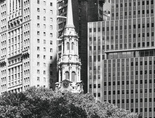 Black White Picture New York City Diverse Architecture Usa — Stock Photo, Image