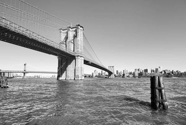 Черно Белое Изображение Бруклинского Моста Нью Йорк Сша — стоковое фото