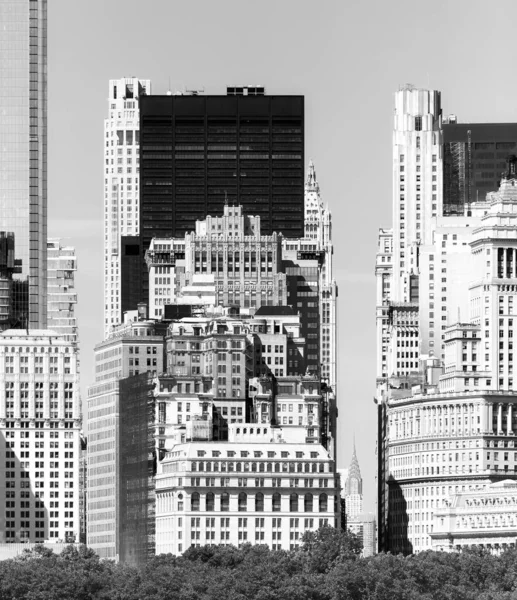 Foto Bianco Nero Manhattan Architettura Diversificata New York Stati Uniti — Foto Stock