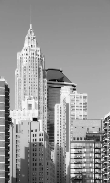 Black White Picture New York City Diverse Architecture Usa — Stock Photo, Image