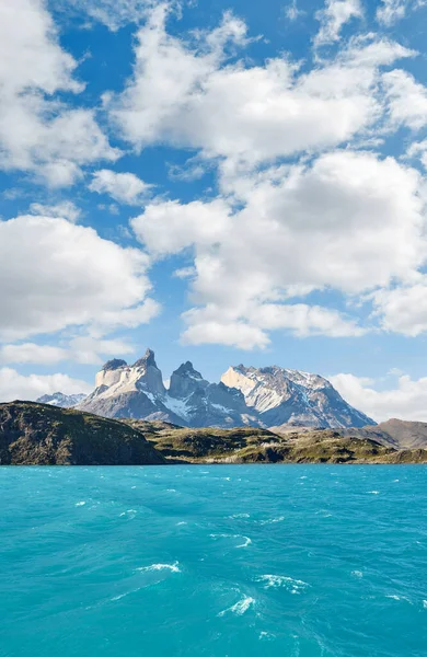 Pehoe Lake Und Los Cuernos Nationalpark Torres Del Paine Chile — Stockfoto