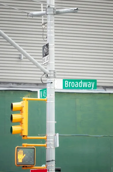 Broadway Road Sign New York City Selektivní Zaměření Usa — Stock fotografie