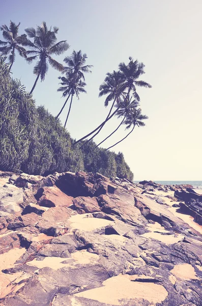 Imagen Retro Tonificada Una Playa Tropical Día Soleado Verano — Foto de Stock