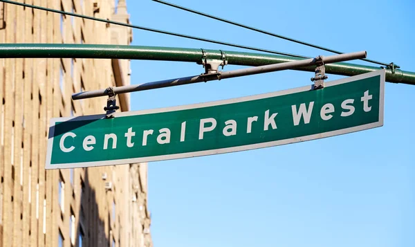 Central Park West Street Sign Enfoque Selectivo Ciudad Nueva York — Foto de Stock