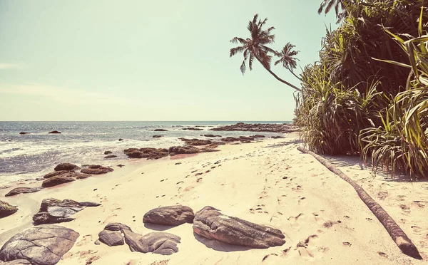 Retro Farben Getöntes Bild Eines Tropischen Strandes Einem Sonnigen Sommertag — Stockfoto