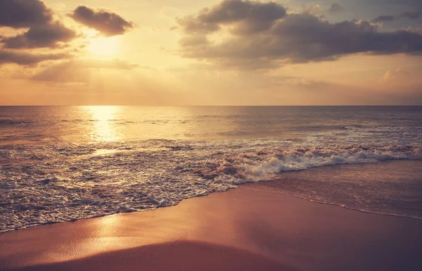 Spiaggia Tropicale Sabbia Tramonto Colore Tonificante Applicato — Foto Stock