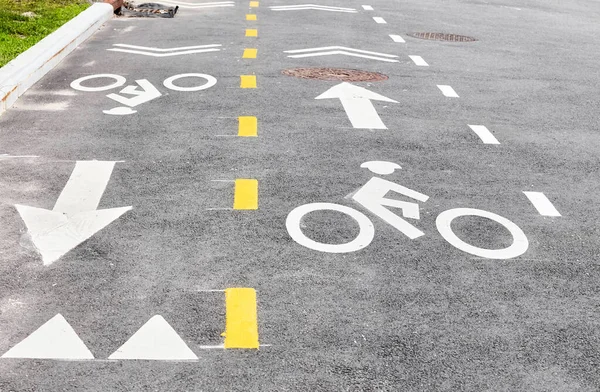 New York Asfalt Bisiklet Yolu Bisiklet Sembolüne Odaklan Abd — Stok fotoğraf
