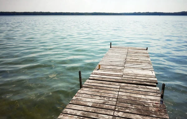 Muelle Madera Lago Drawsko Profundidad Máxima Convierte Segundo Lago Más —  Fotos de Stock