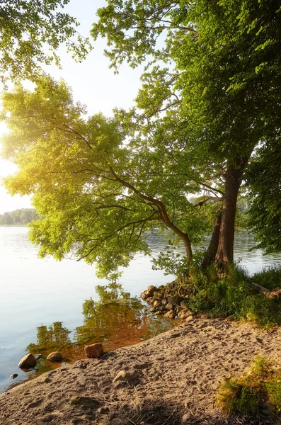 Shore Drawsko Lake Second Deepest Lake Poland Sunset — Stock Photo, Image