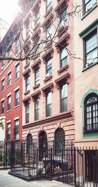 Casas Adosadas Antiguas Manhattan Tonificación Color Aplicada Nueva York Estados — Foto de Stock