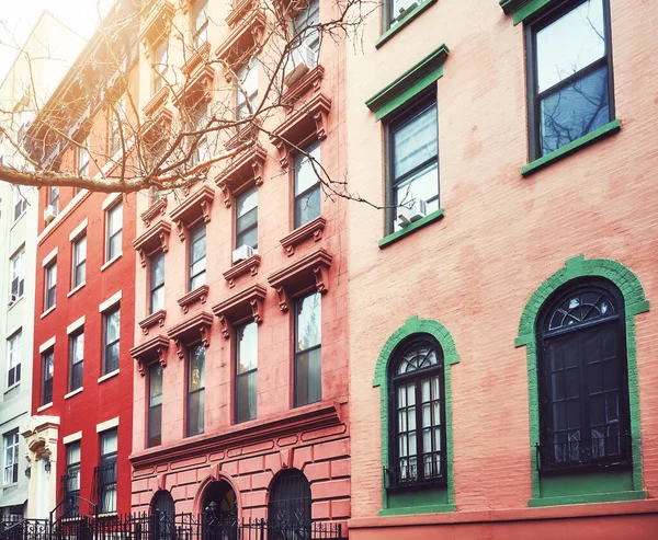 Oude Herenhuizen Manhattan Kleur Toning Toegepast New York Verenigde Staten — Stockfoto