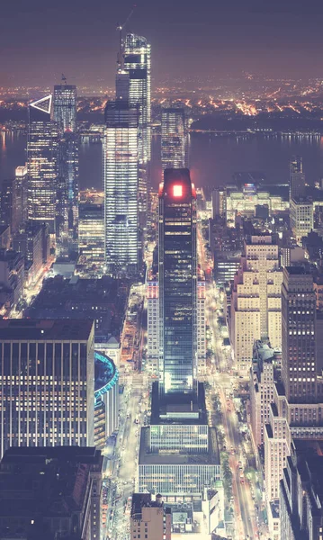 New York Cityscape Notte Colore Tonificante Applicato Stati Uniti America — Foto Stock