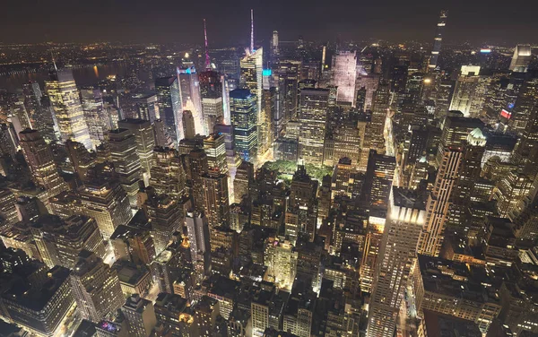 Aerial View Manhattan Cityscape Hazy Night New York City Usa — Stock Photo, Image