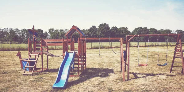 Parque Infantil Grama Tonificação Cor Retro Aplicado — Fotografia de Stock