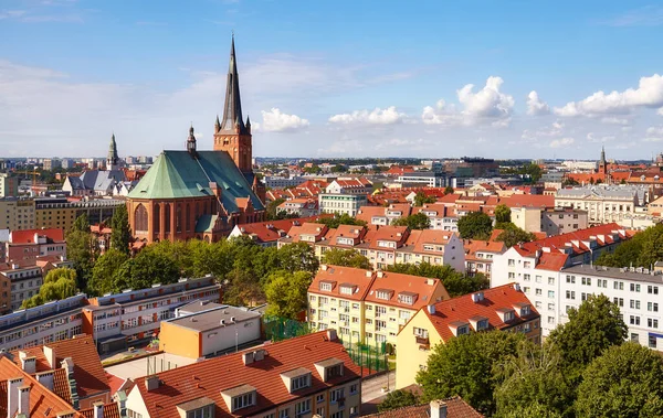 Vista Aérea Del Centro Szczecin Soleado Día Verano Polonia —  Fotos de Stock