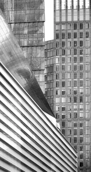 Foto Vicino Bianco Nero Dell Architettura Newyorkese Sfondo Astratto Urbano — Foto Stock