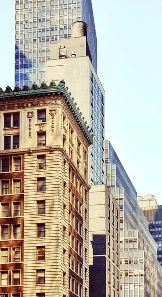 Edificios Antiguos Modernos Manhattan Tonificación Color Aplicada Nueva York —  Fotos de Stock