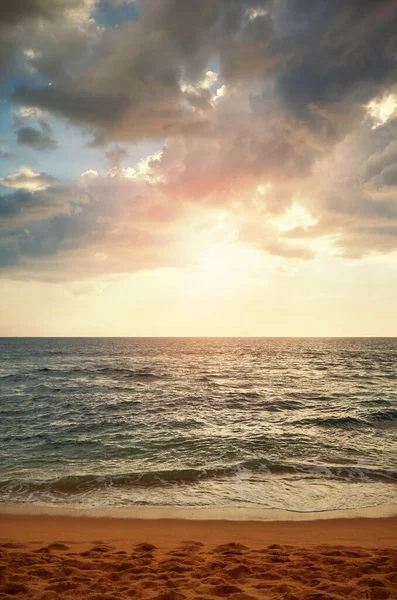 Tropisch Strand Bij Mooi Zonsondergang Sri Lanka — Stockfoto