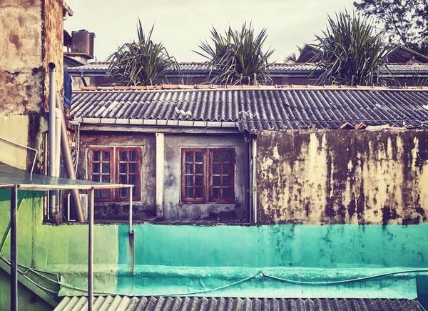 斯里兰卡一幢住宅建筑的旧风化墙 采用调色法 — 图库照片