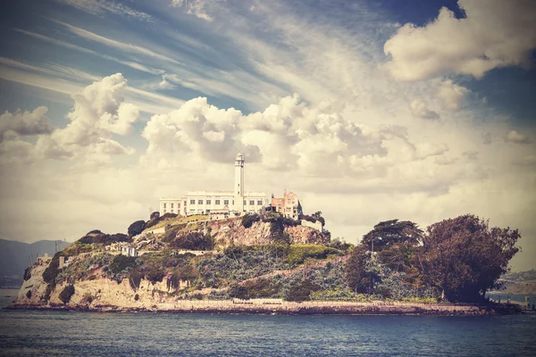 Vintage picture of Alcatraz Island in San Francisco, USA. — Stock Photo, Image