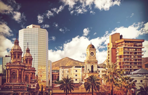 Vintage style picture of Santiago de Chile downtown, Chile. — Stock Photo, Image