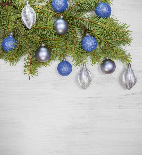 Christmas background, decoration on a white wooden board. — Stock Photo, Image