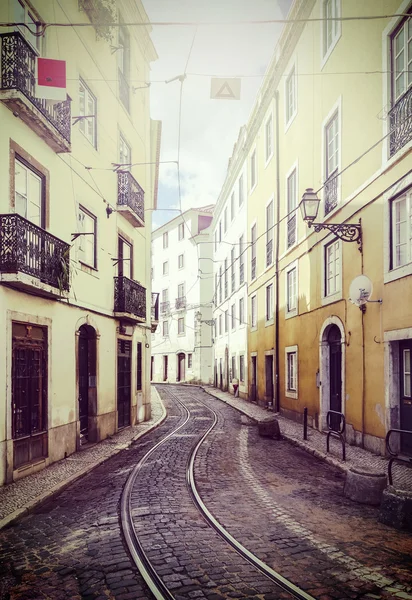 Retro vintage filtered picture of street in Lisbon, Portugal. — Stock Photo, Image