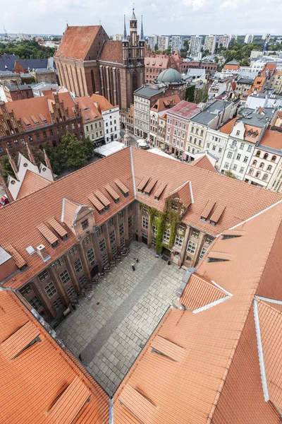 Luchtfoto van de oude stad in torun, Polen. — Stockfoto