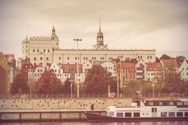 Vintage Fotoğraf Szczecin riverside, Polonya. — Stok fotoğraf