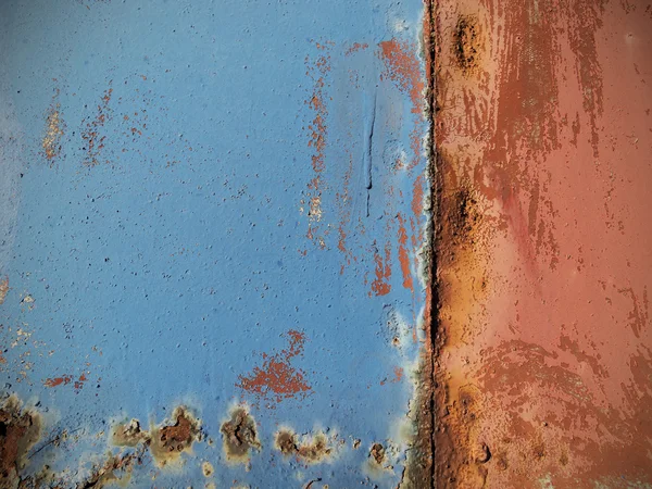 Pared de metal pintado oxidado, primer plano de fondo . —  Fotos de Stock
