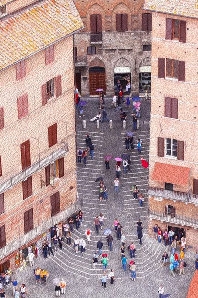 Siena altstadt, künstlerische filtermalerei stil. — Stockfoto