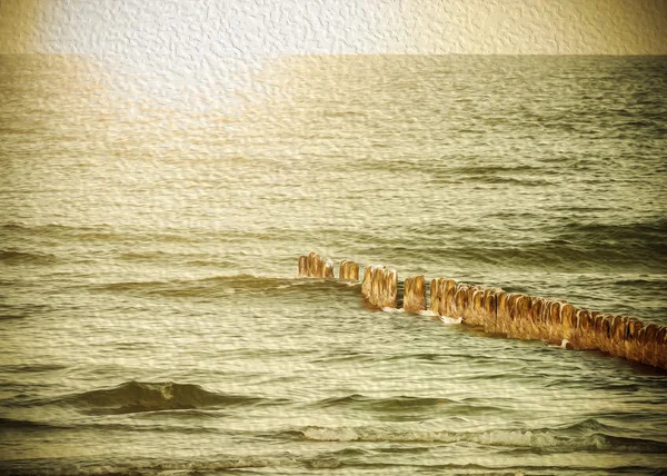 Oljemålning stil bild på en strand, fridfulla bakgrund. — Stockfoto