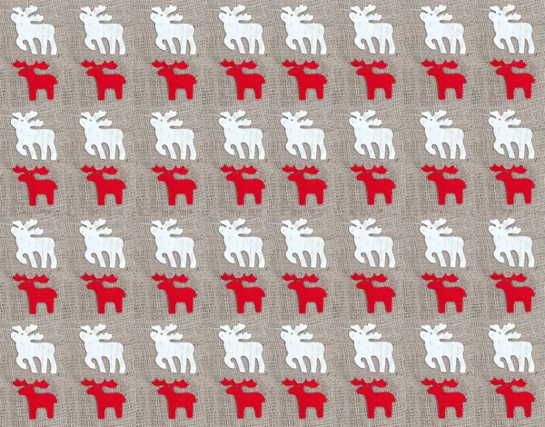 Vintage Christmas background, moose on jute background. — Stock Photo, Image