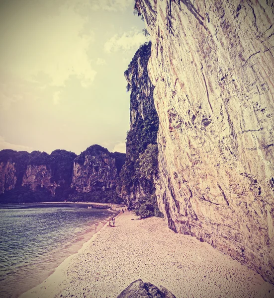 Immagine filtrata vintage retrò di una spiaggia scogliera . — Foto Stock