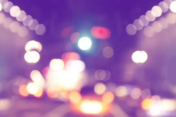 Blurred urban abstract background, city and traffic lights — Stock Photo, Image