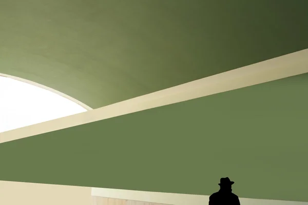 Abstracte achtergrond met silhouet van een man in hoed. — Stockfoto