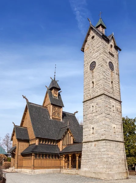 Vecchio tempio di legno Wang a Karpacz . — Foto Stock