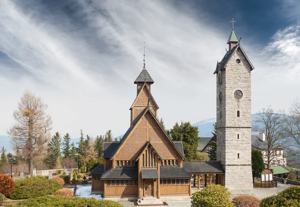 Starý dřevěný chrám Wang v Karpaczi. — Stock fotografie